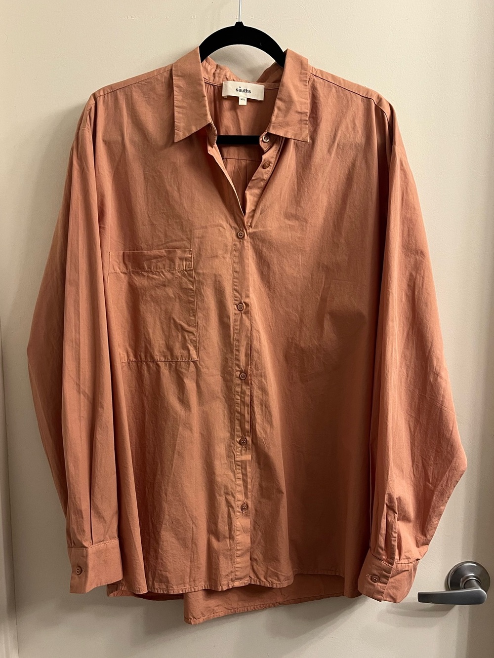Sauths 100% Washed Cotton Long Sleeve Button Front Blouse Size XXL